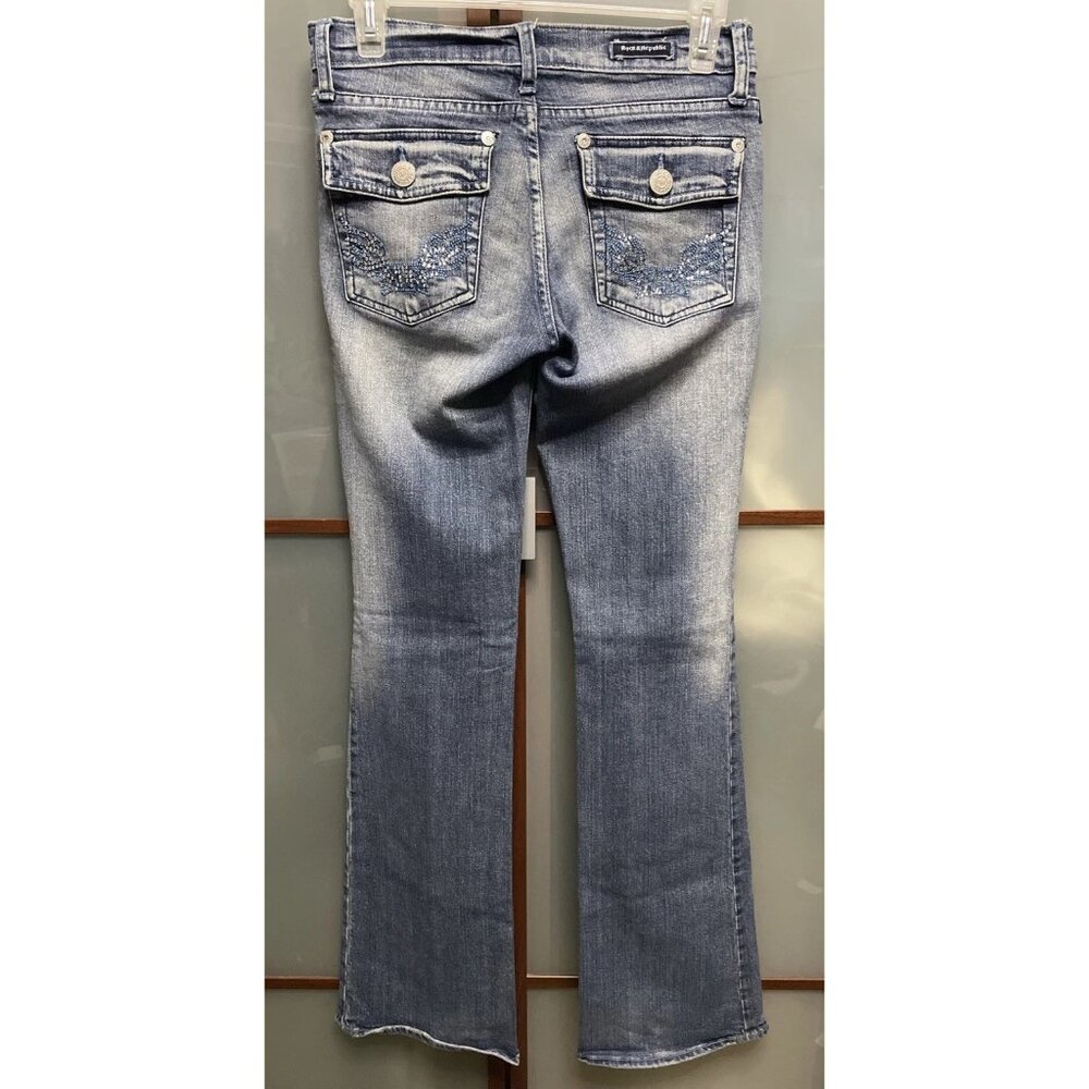 Rock & Republic Stevie Vintage Y2K 90s Blue Rhinestone Pockets Denim Jeans Sz 27